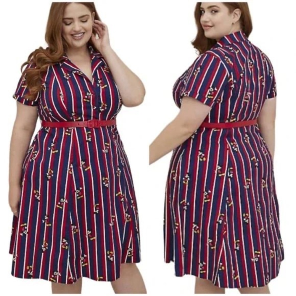 Torrid Red and Blue Striped Midi Dress